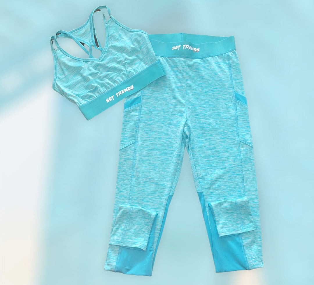 Sky Blue Gym Leggings Set