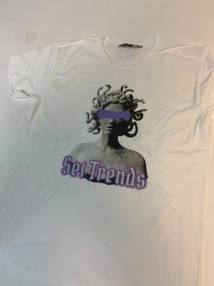 Set In Stone White T - Purple Medusa