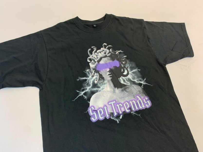 Set In Stone Black T - Purple Medusa