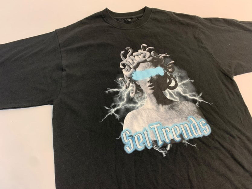 Set In Stone Black T - Baby Blue Medusa