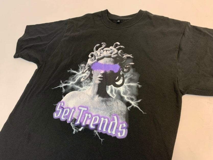 Set In Stone Black T - Purple Medusa