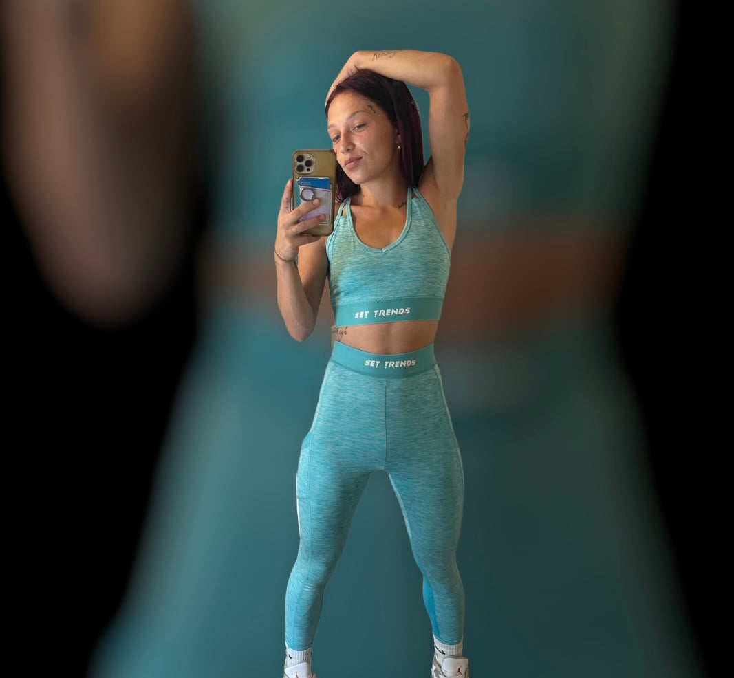 Sky Blue Gym Leggings Set